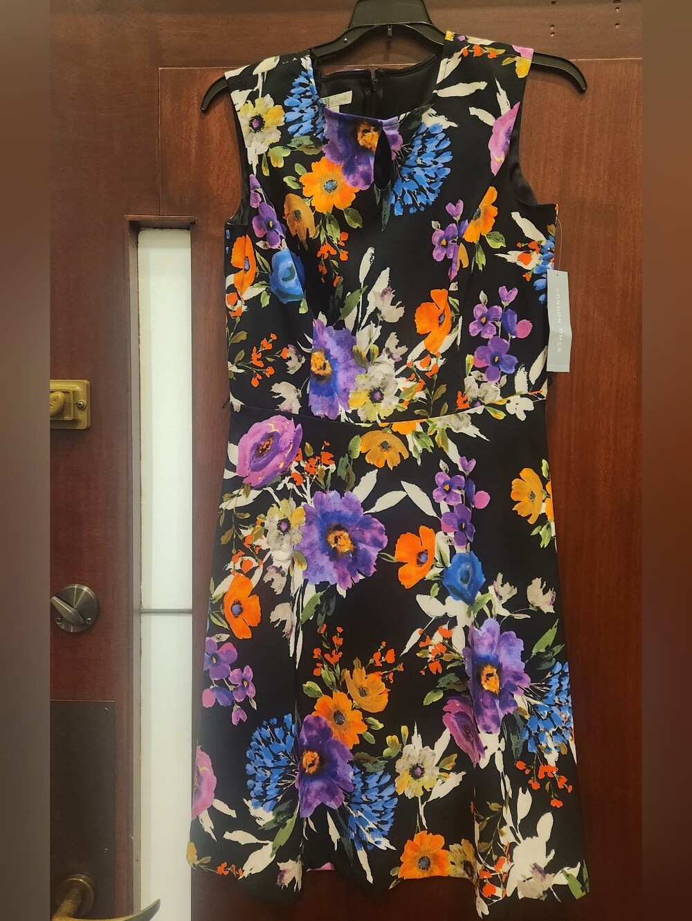 NWT London Times Keyhole Bust Floral A-Line Midi Dress Party Cocktail Office